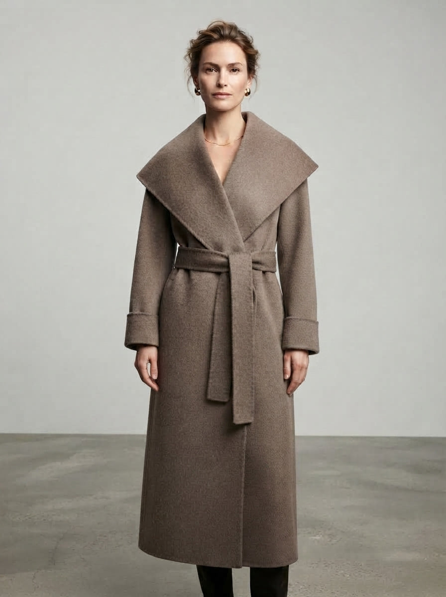Becky — Shawl-Collar Long Wool Coat