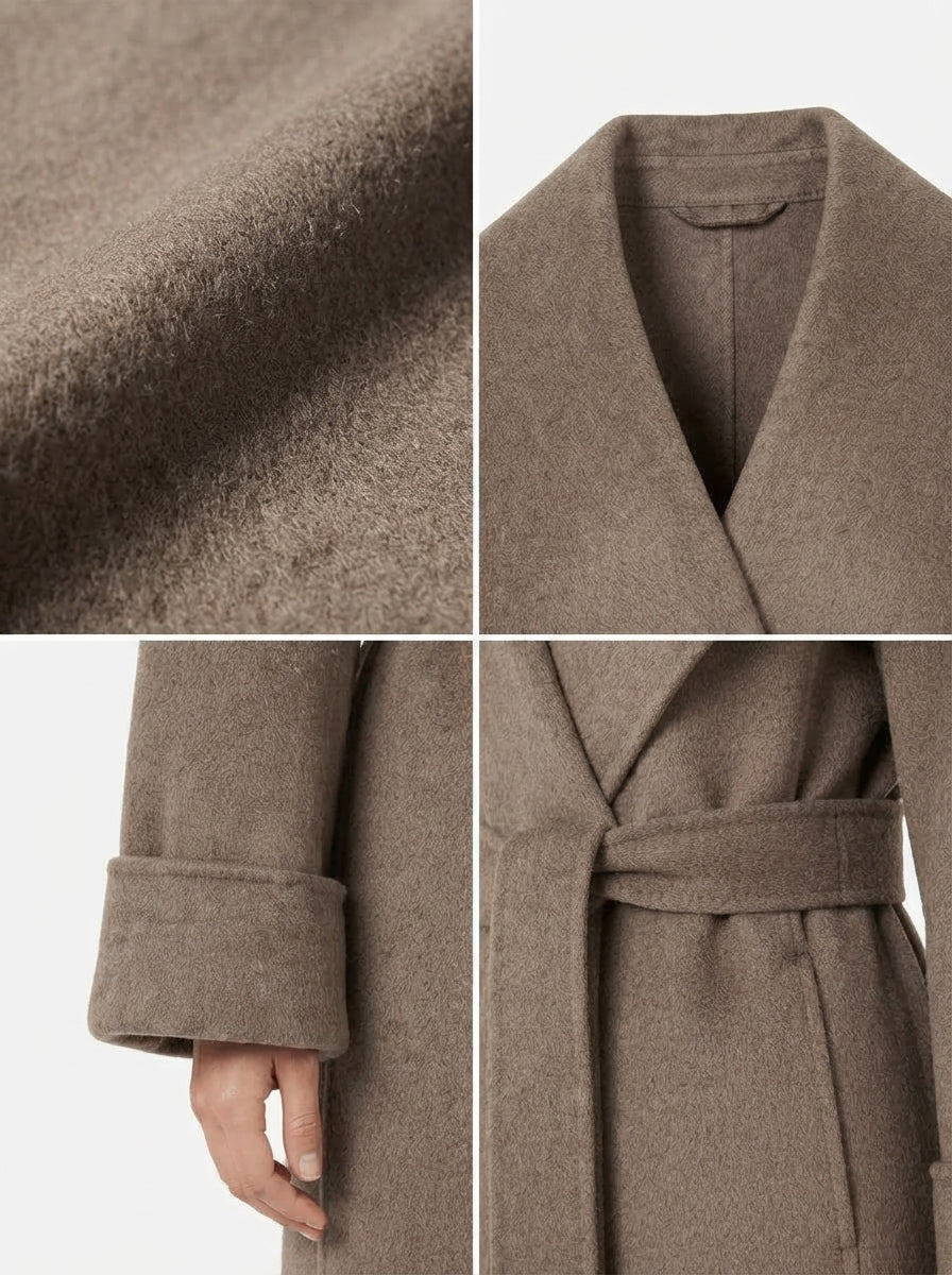 Becky — Shawl-Collar Long Wool Coat