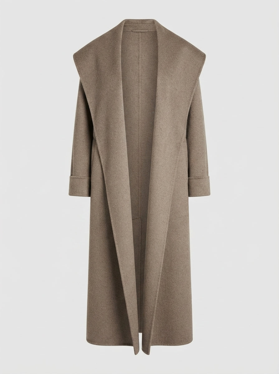 Becky — Shawl-Collar Long Wool Coat