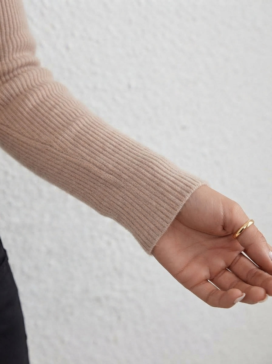 Chloe — Slim-Fit Ribbed V-Neck Sweater