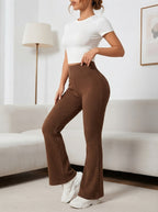 Amelia — High-Waisted Ribbed Flared Trousers