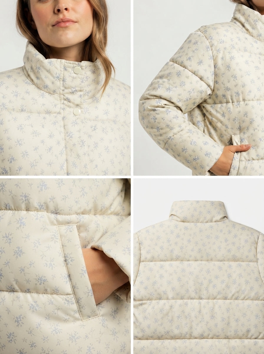 Amara — Soft Floral Puffer Jacket
