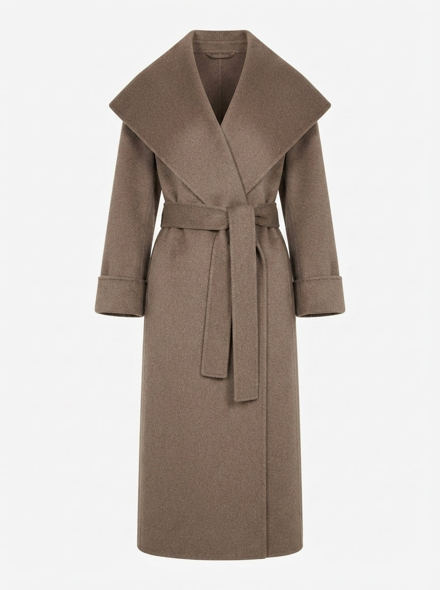 Becky — Shawl-Collar Long Wool Coat