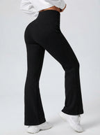 Amelia — High-Waisted Ribbed Flared Trousers