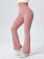 Amelia — High-Waisted Ribbed Flared Trousers