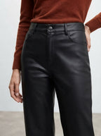 Aria — High-Waisted Wide-Leg Faux Leather Trousers