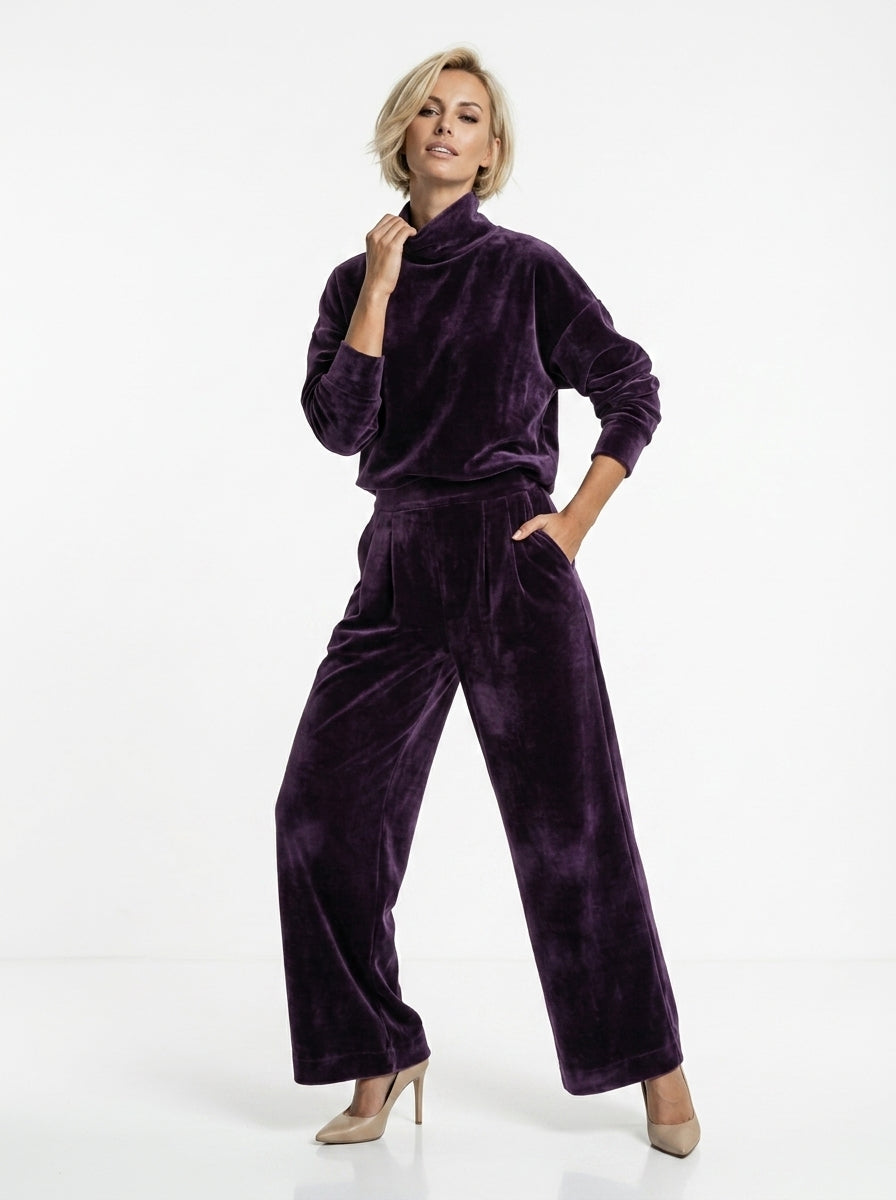 Scarlett — Velvet Turtleneck & Wide-Leg Set