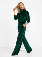 Scarlett — Velvet Turtleneck & Wide-Leg Set
