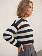 Maisie — Striped Cropped Knit Sweater