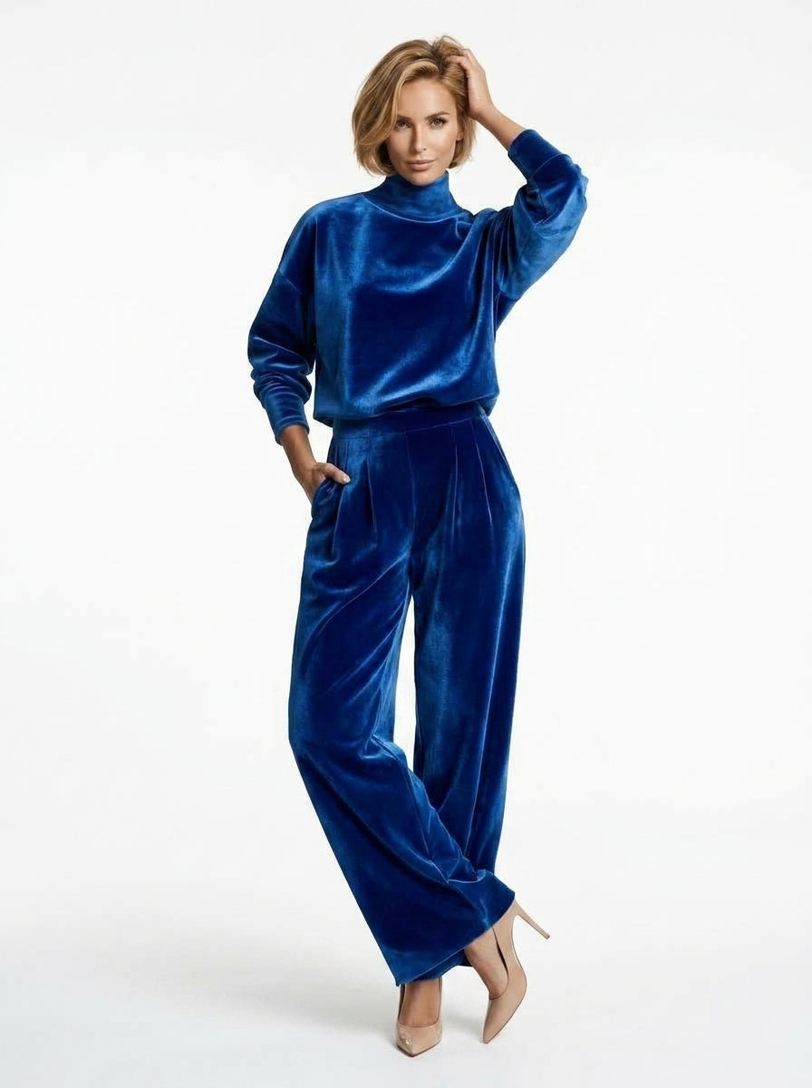 Scarlett — Velvet Turtleneck & Wide-Leg Set