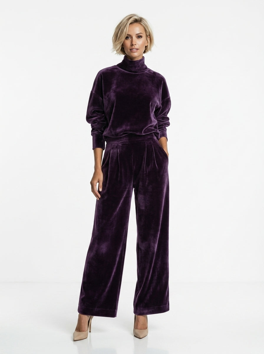 Scarlett — Velvet Turtleneck & Wide-Leg Set