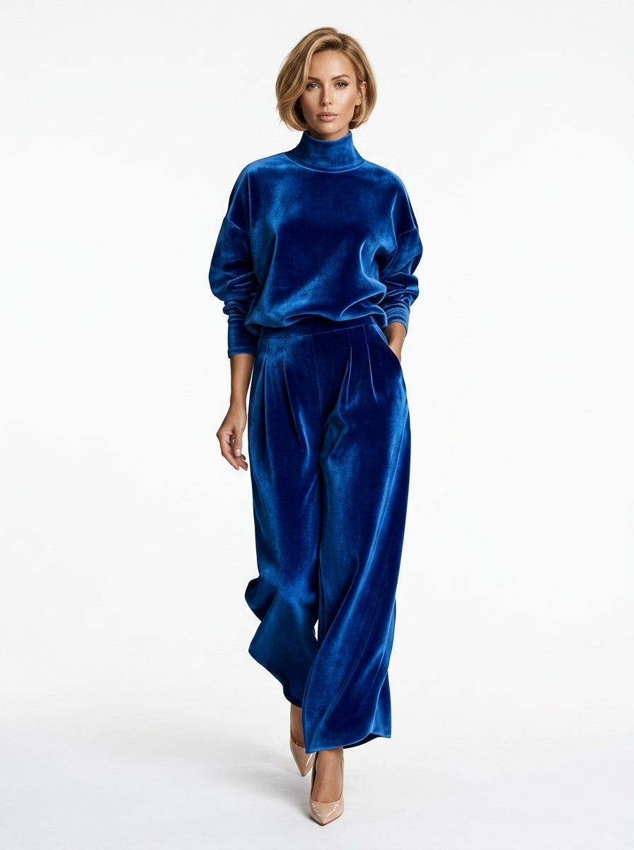Scarlett — Velvet Turtleneck & Wide-Leg Set