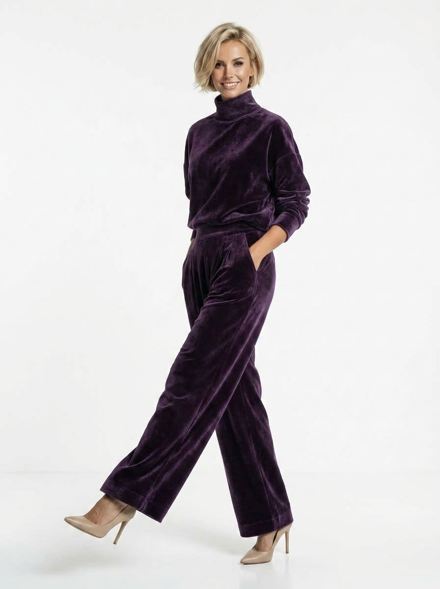 Scarlett — Velvet Turtleneck & Wide-Leg Set