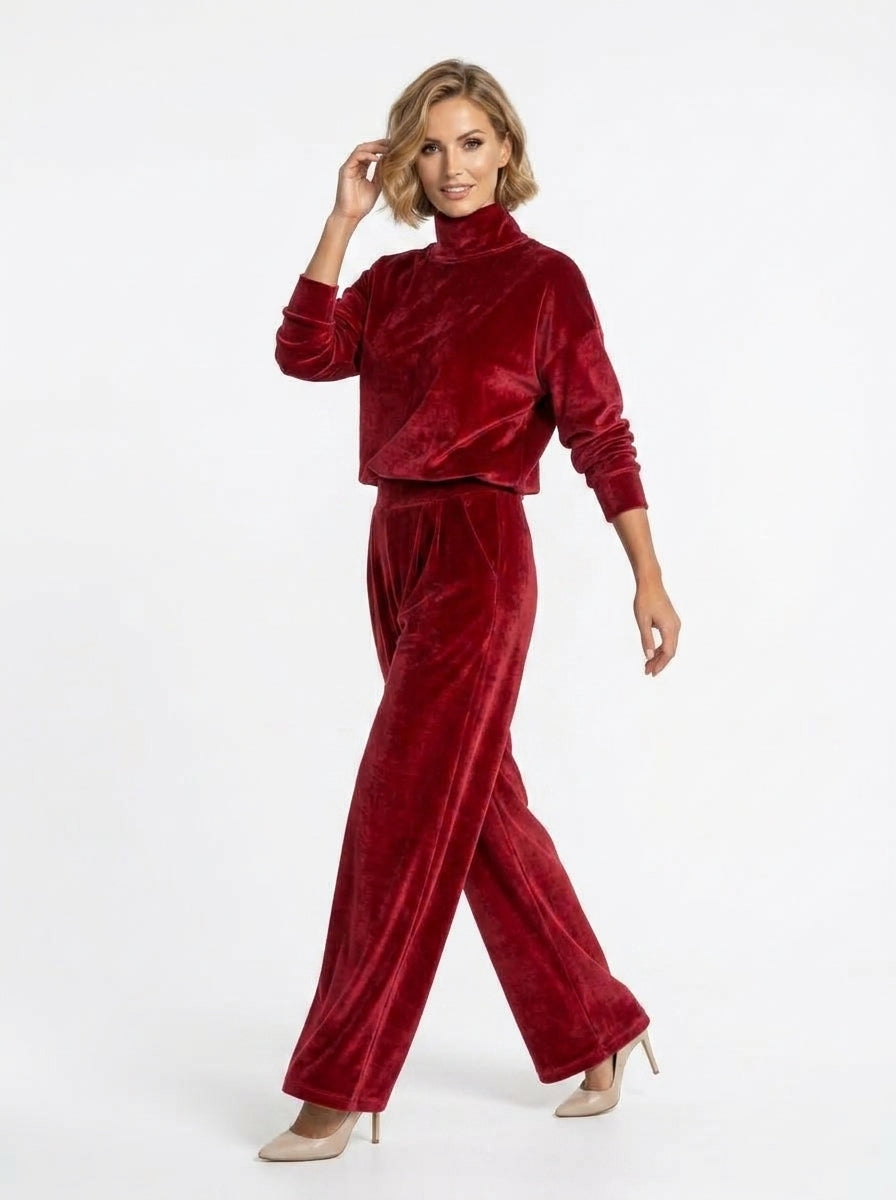 Scarlett — Velvet Turtleneck & Wide-Leg Set