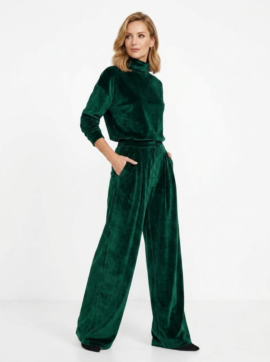 Scarlett — Velvet Turtleneck & Wide-Leg Set
