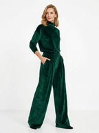 Scarlett — Velvet Turtleneck & Wide-Leg Set