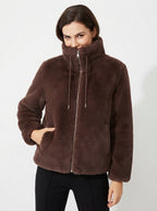 Aria — High-Neck Plush Faux Fur Coat