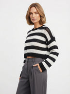 Maisie — Striped Cropped Knit Sweater