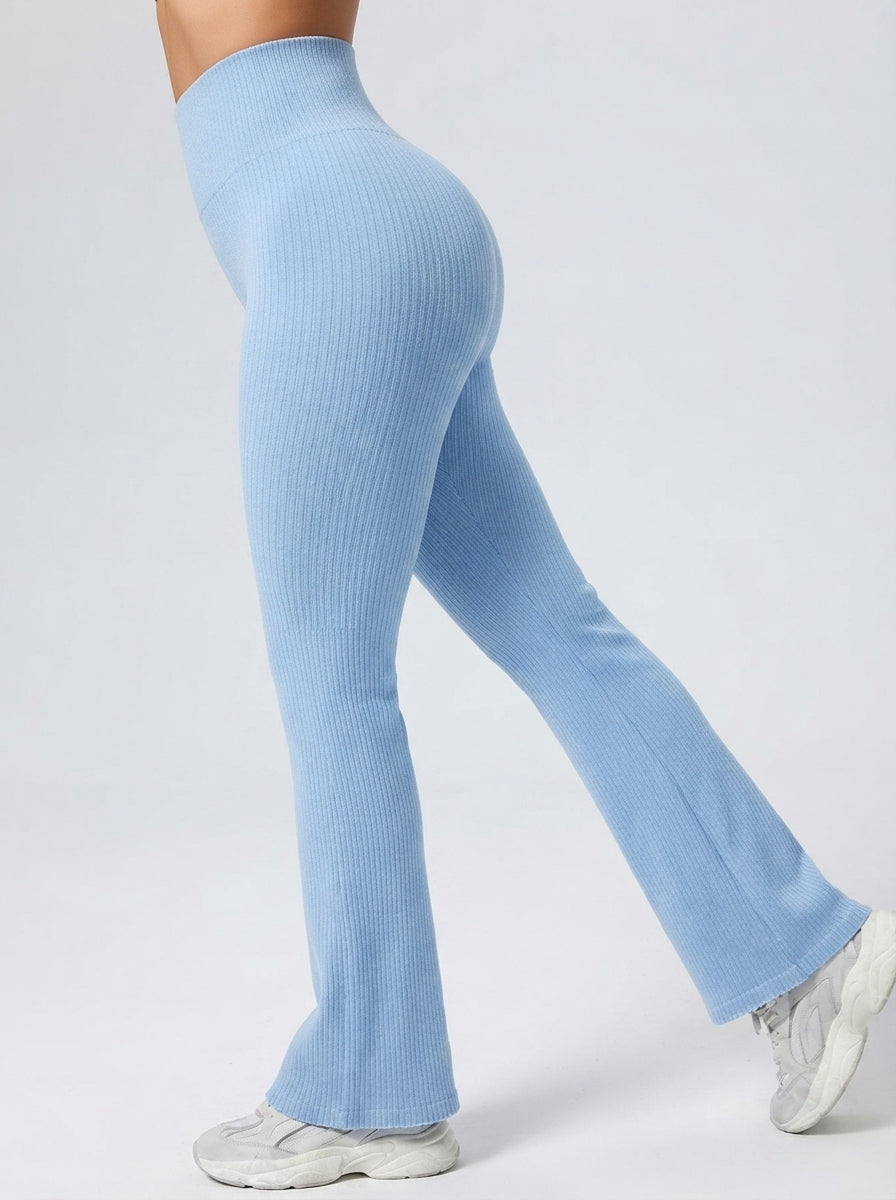Amelia — High-Waisted Ribbed Flared Trousers