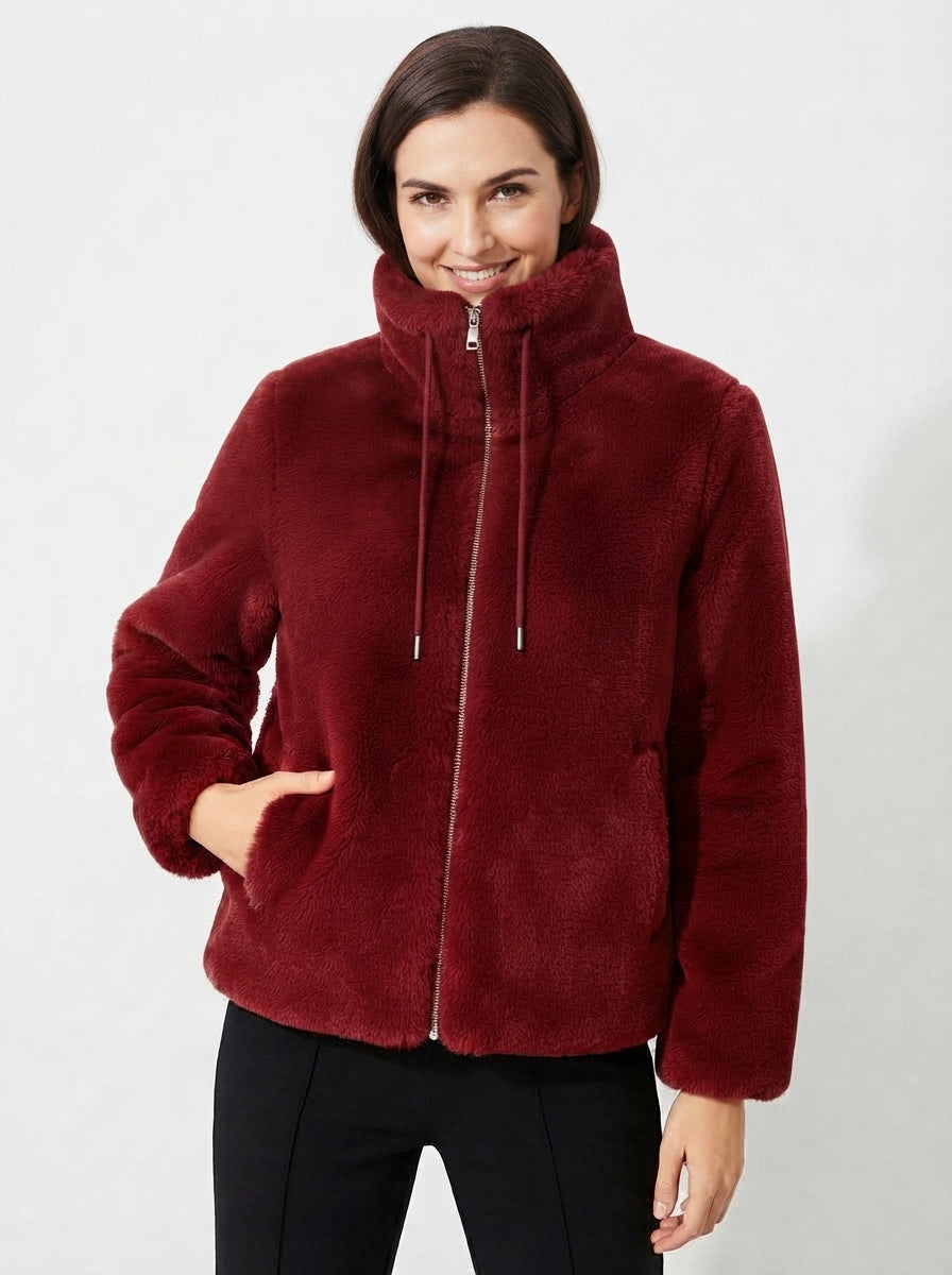 Aria — High-Neck Plush Faux Fur Coat