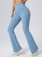Amelia — High-Waisted Ribbed Flared Trousers
