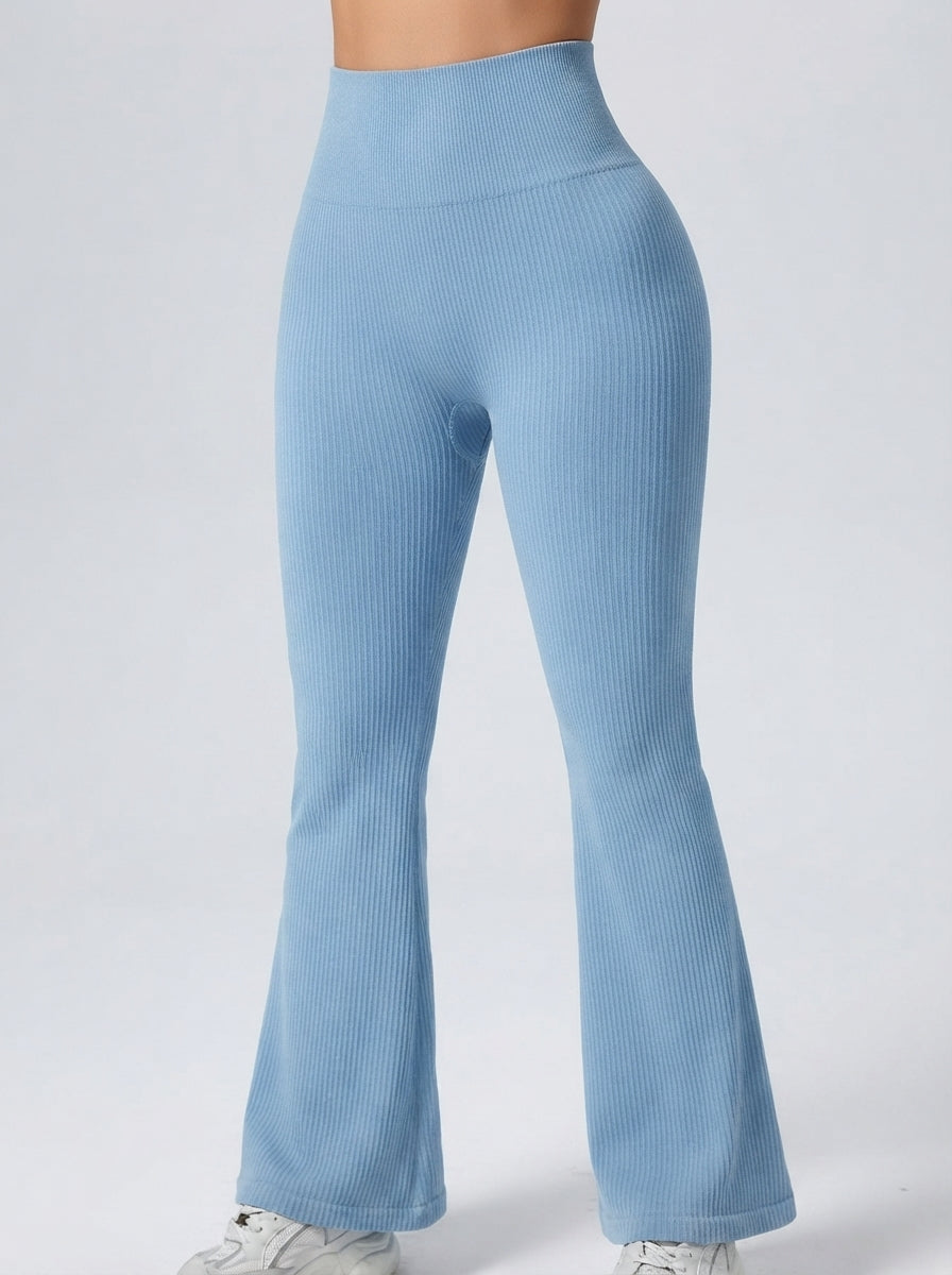 Amelia — High-Waisted Ribbed Flared Trousers