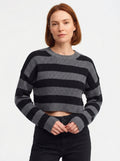 Maisie — Striped Cropped Knit Sweater