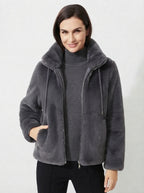 Aria — High-Neck Plush Faux Fur Coat