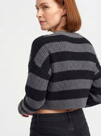 Maisie — Striped Cropped Knit Sweater