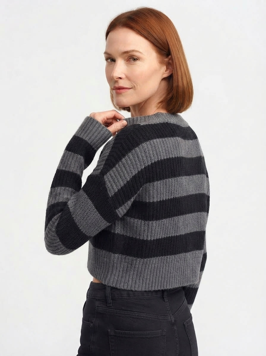 Maisie — Striped Cropped Knit Sweater