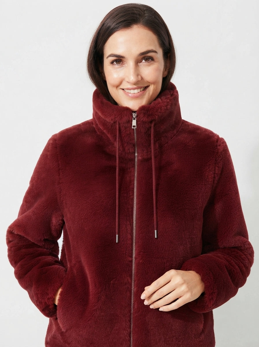 Aria — High-Neck Plush Faux Fur Coat