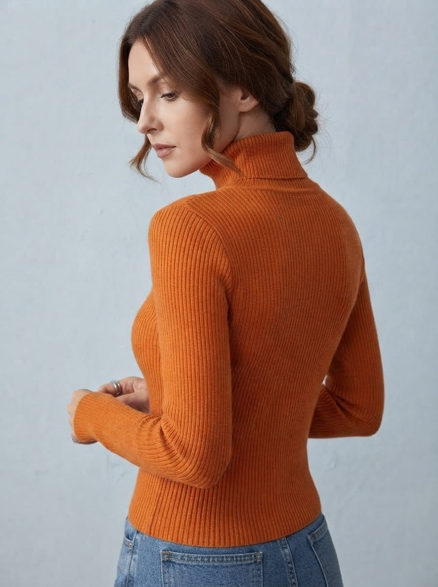 Freya — High-Neck Ribbed Knit Sweater