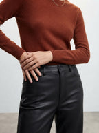 Aria — High-Waisted Wide-Leg Faux Leather Trousers