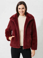 Aria — High-Neck Plush Faux Fur Coat