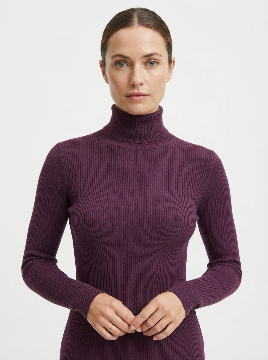 Freya — High-Neck Ribbed Knit Sweater