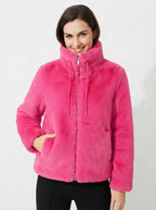 Aria — High-Neck Plush Faux Fur Coat
