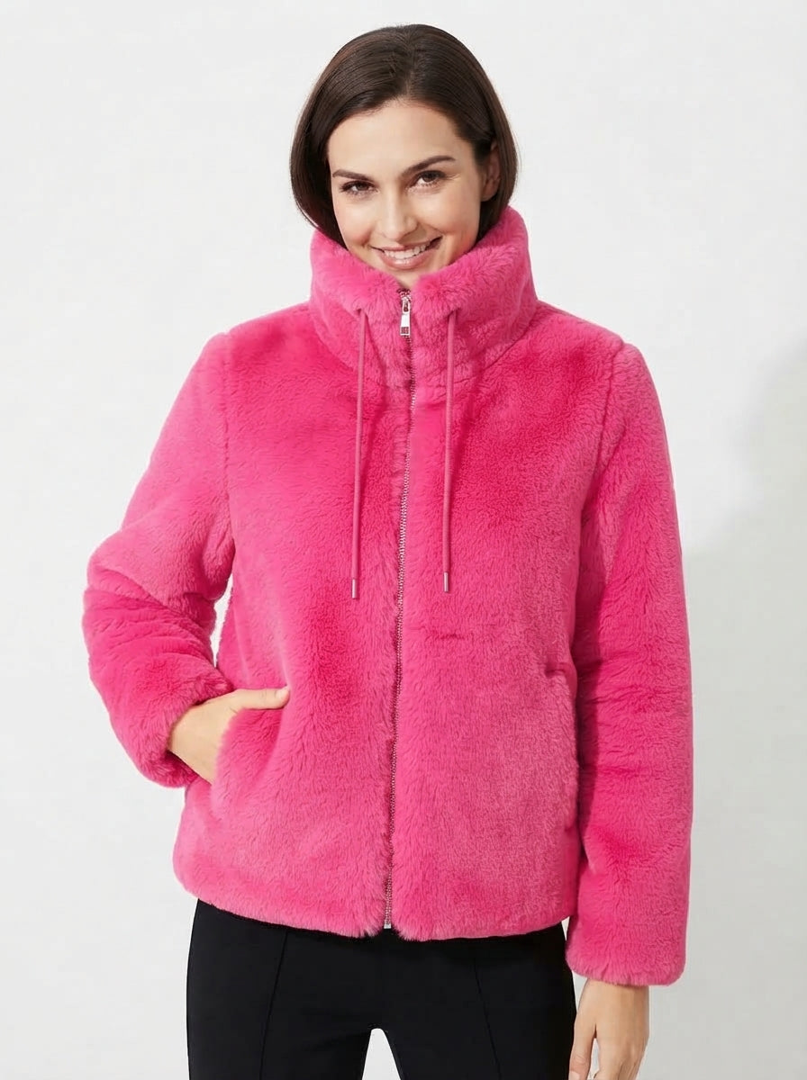 Aria — High-Neck Plush Faux Fur Coat