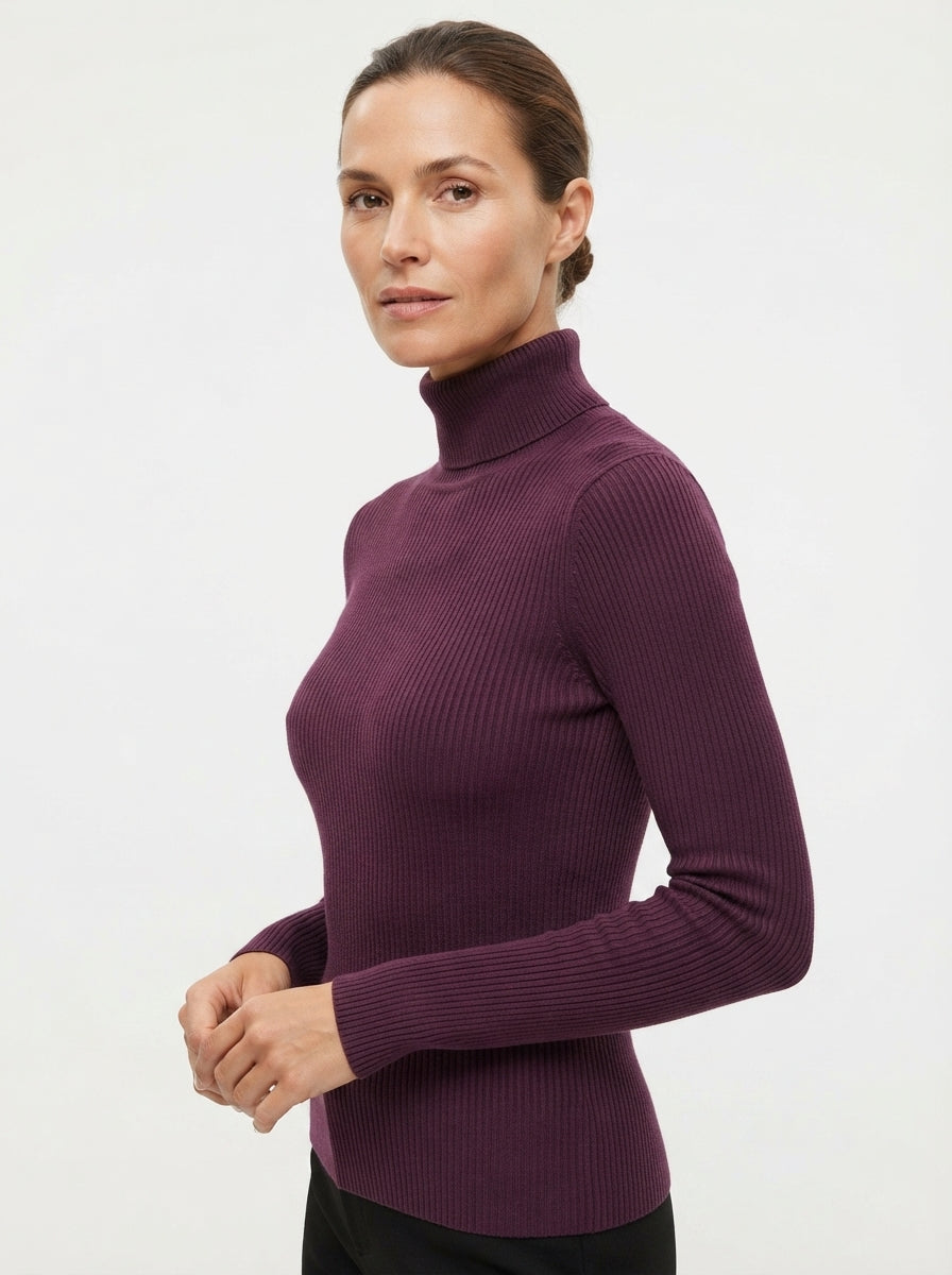 Freya — High-Neck Ribbed Knit Sweater