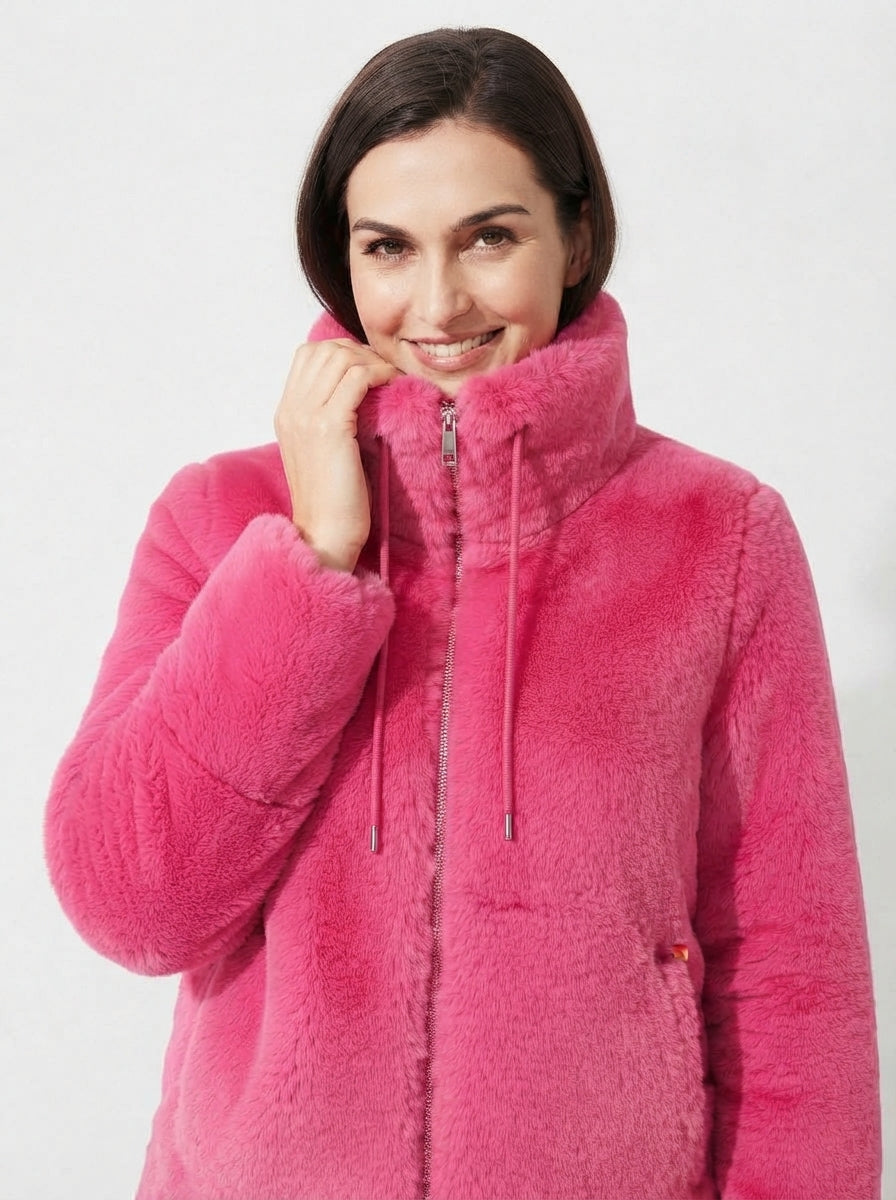Aria — High-Neck Plush Faux Fur Coat