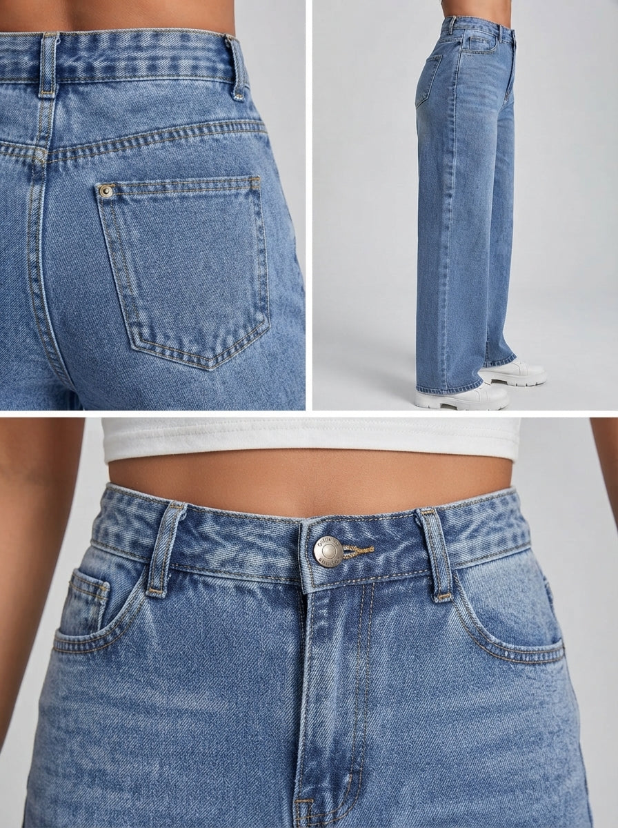 Harper — High-Waisted Wide-Leg Denim Jeans
