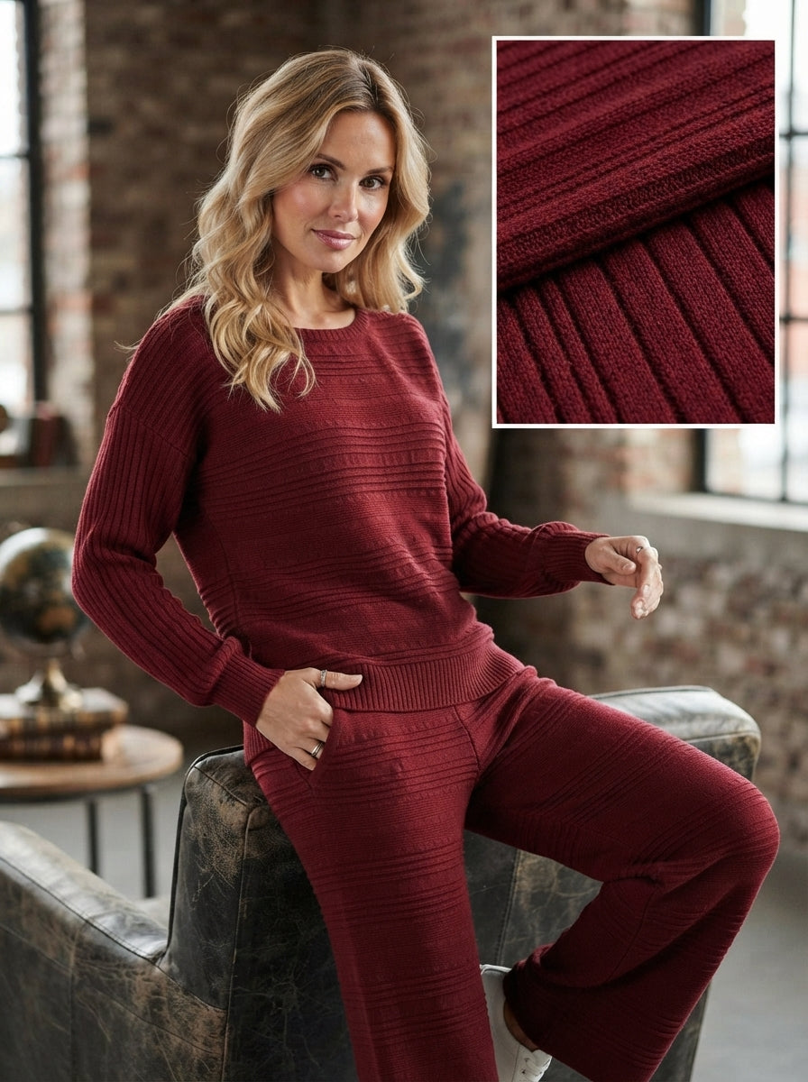 Freya — Textured Knit Wide-Leg Set