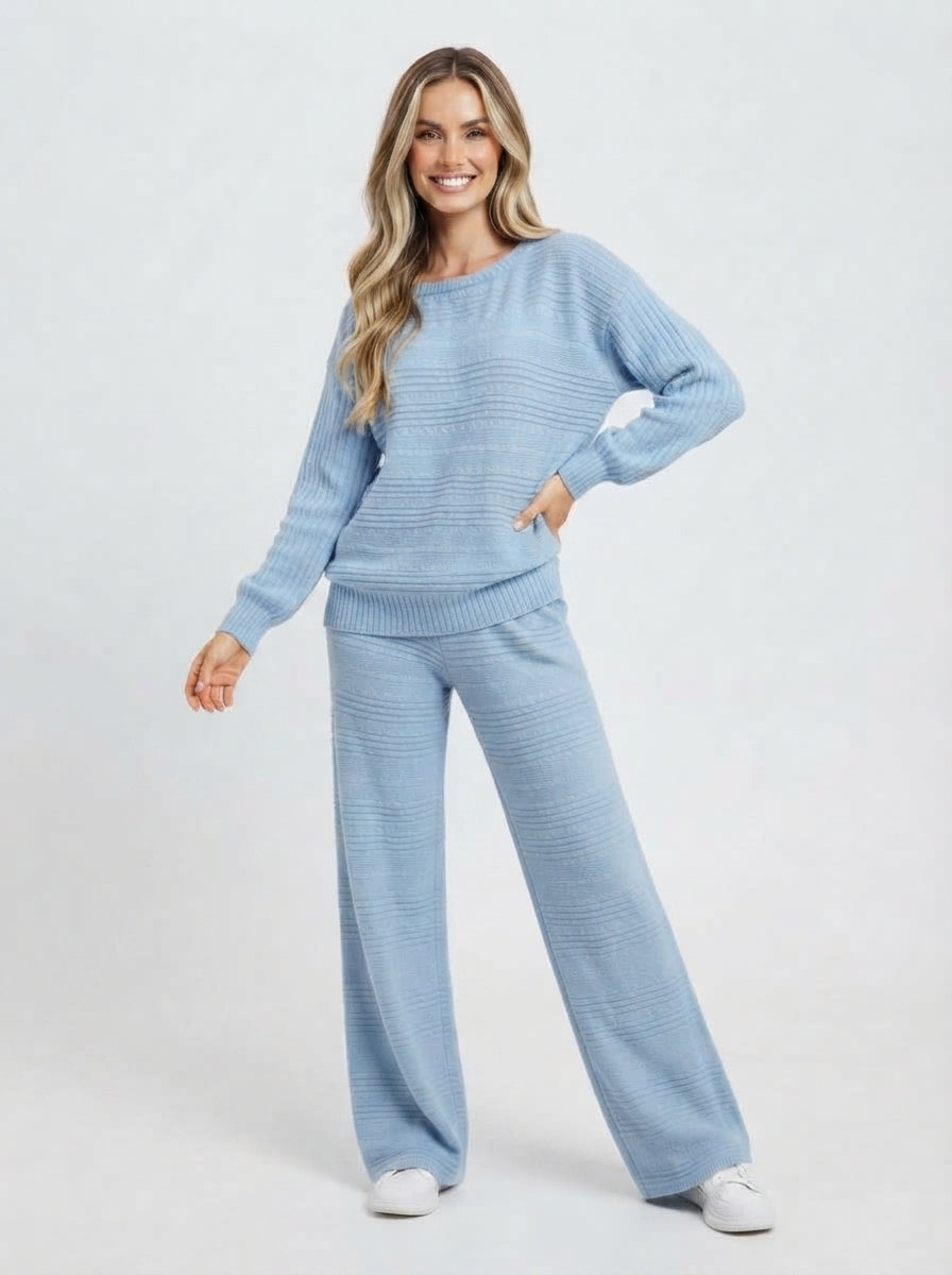 Freya — Textured Knit Wide-Leg Set