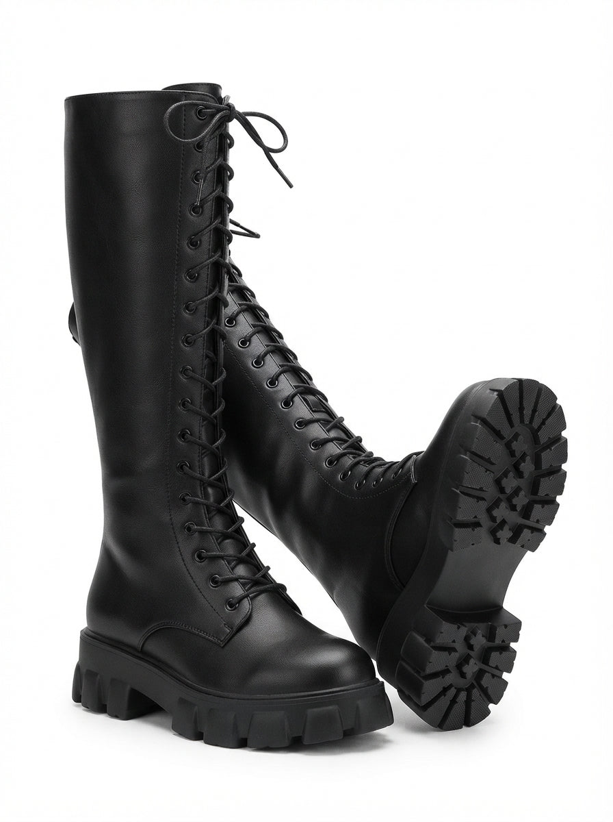 Seraphina — Knee-High Lace-Up Combat Boots