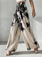 Ivy — Monochrome Floral Wide-Leg Trousers