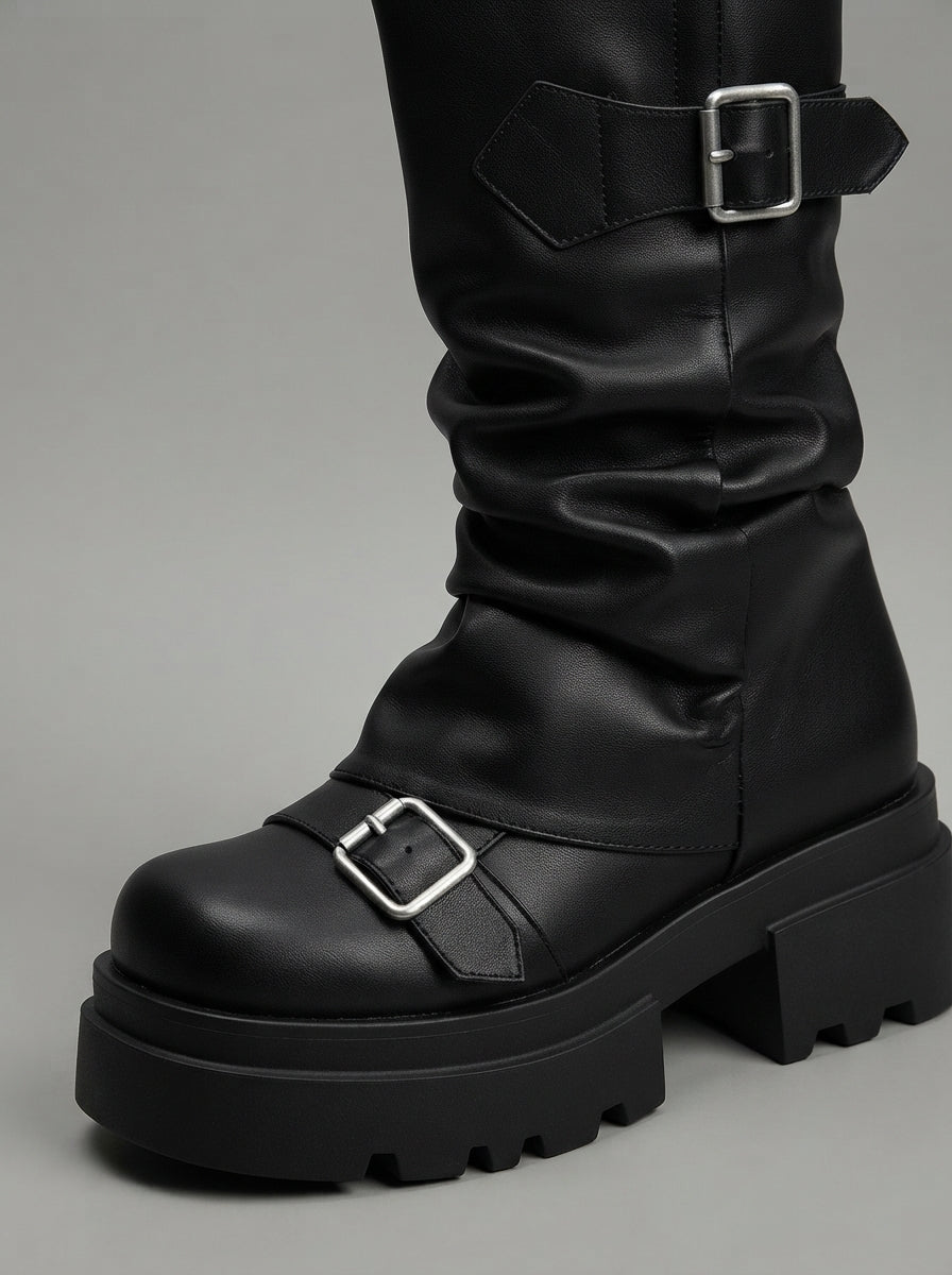 Harlow — Retro Leather Slouchy Boots