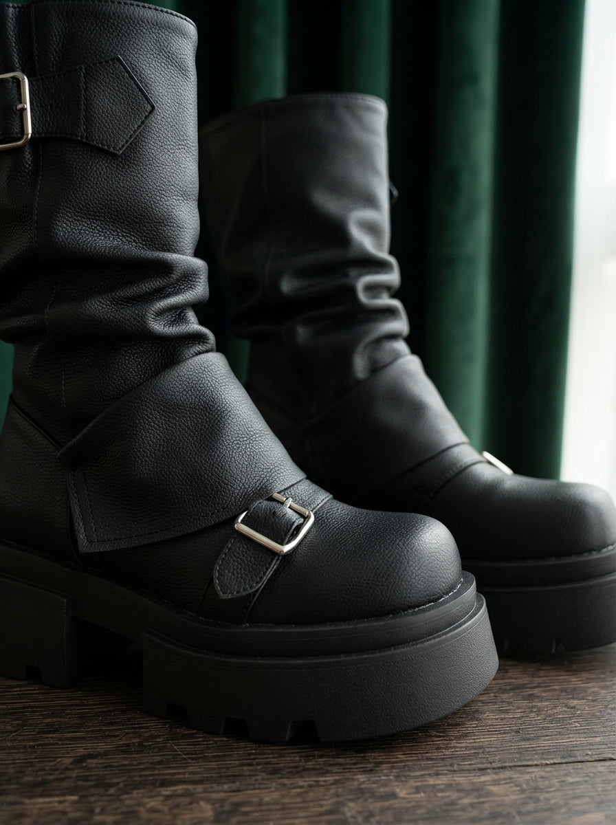 Harlow — Retro Leather Slouchy Boots