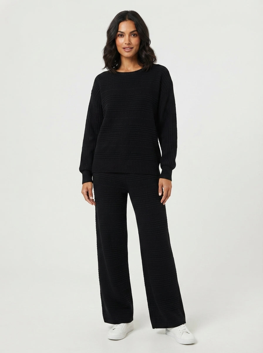 Freya — Textured Knit Wide-Leg Set