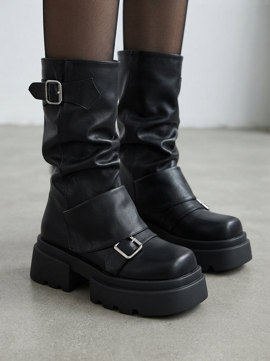 Harlow — Retro Leather Slouchy Boots