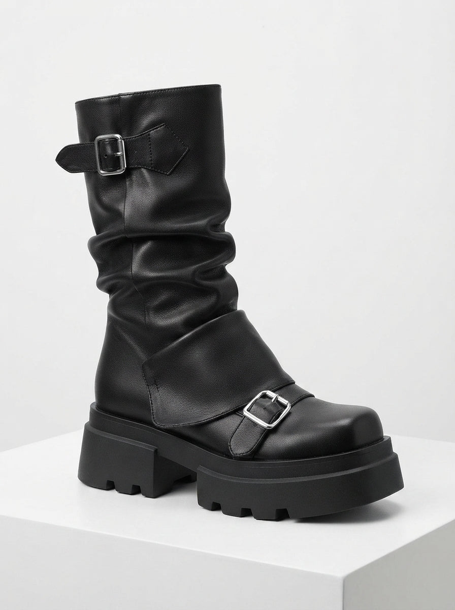 Harlow — Retro Leather Slouchy Boots