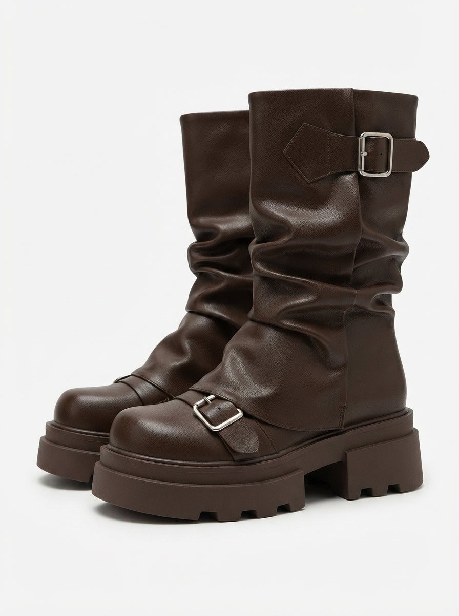 Harlow — Retro Leather Slouchy Boots